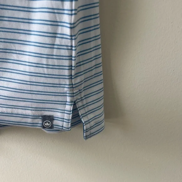 Peter Millar Seaside Men’s Drirelease Natural Touch Blue & White Striped Polo - Picture 5 of 5